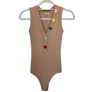 Ronny Kobo Romy Button-Detail Bodysuit Women's Size XS NWOT